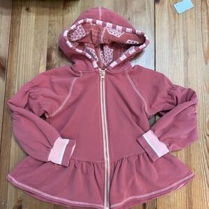 Matilda Jane Cotton Soft Dusty Pink Ruffle Full Zip Hoodie Girly Feminine Floral
